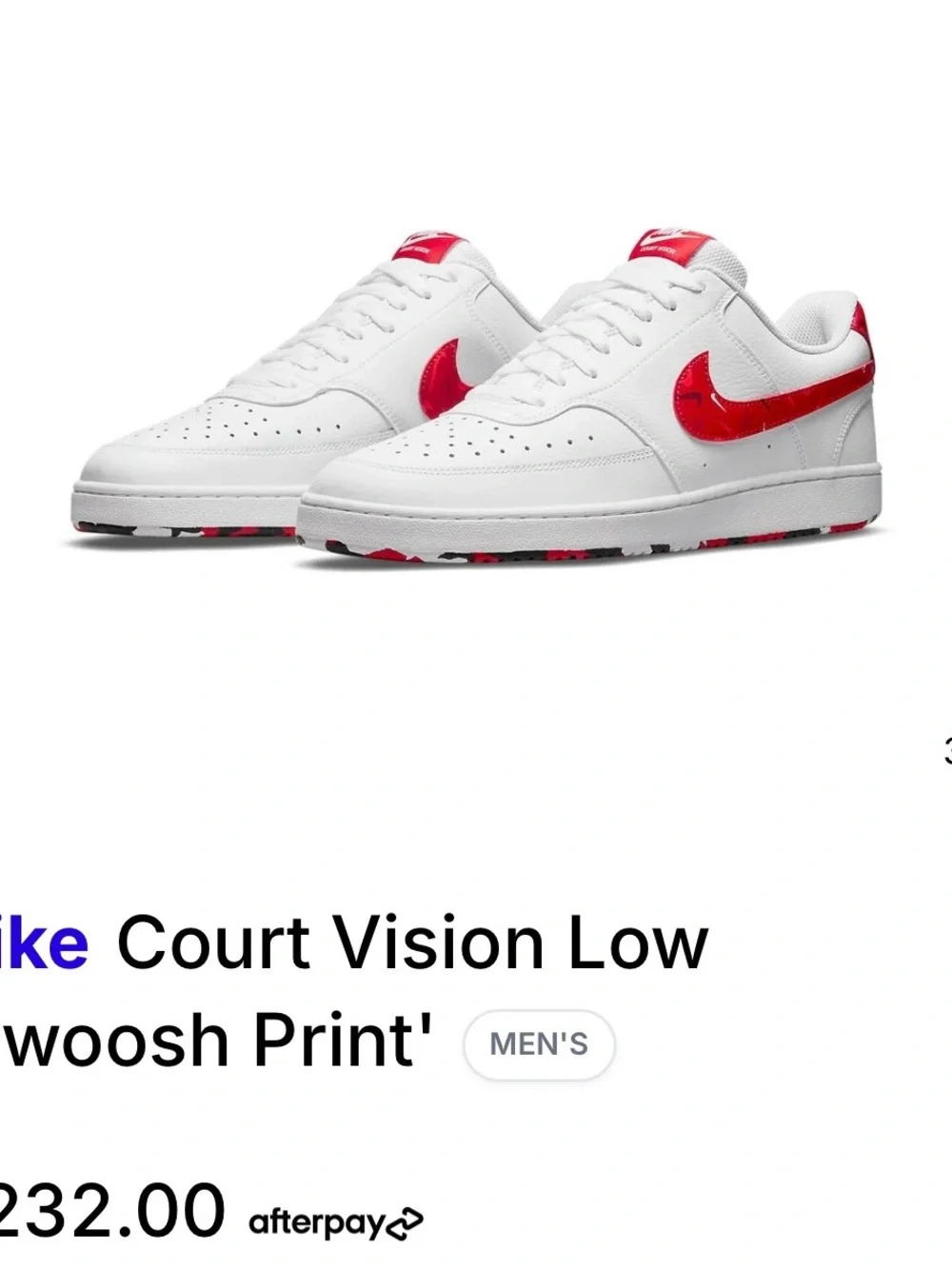Nike court low vision White & Red Men's Low-Top